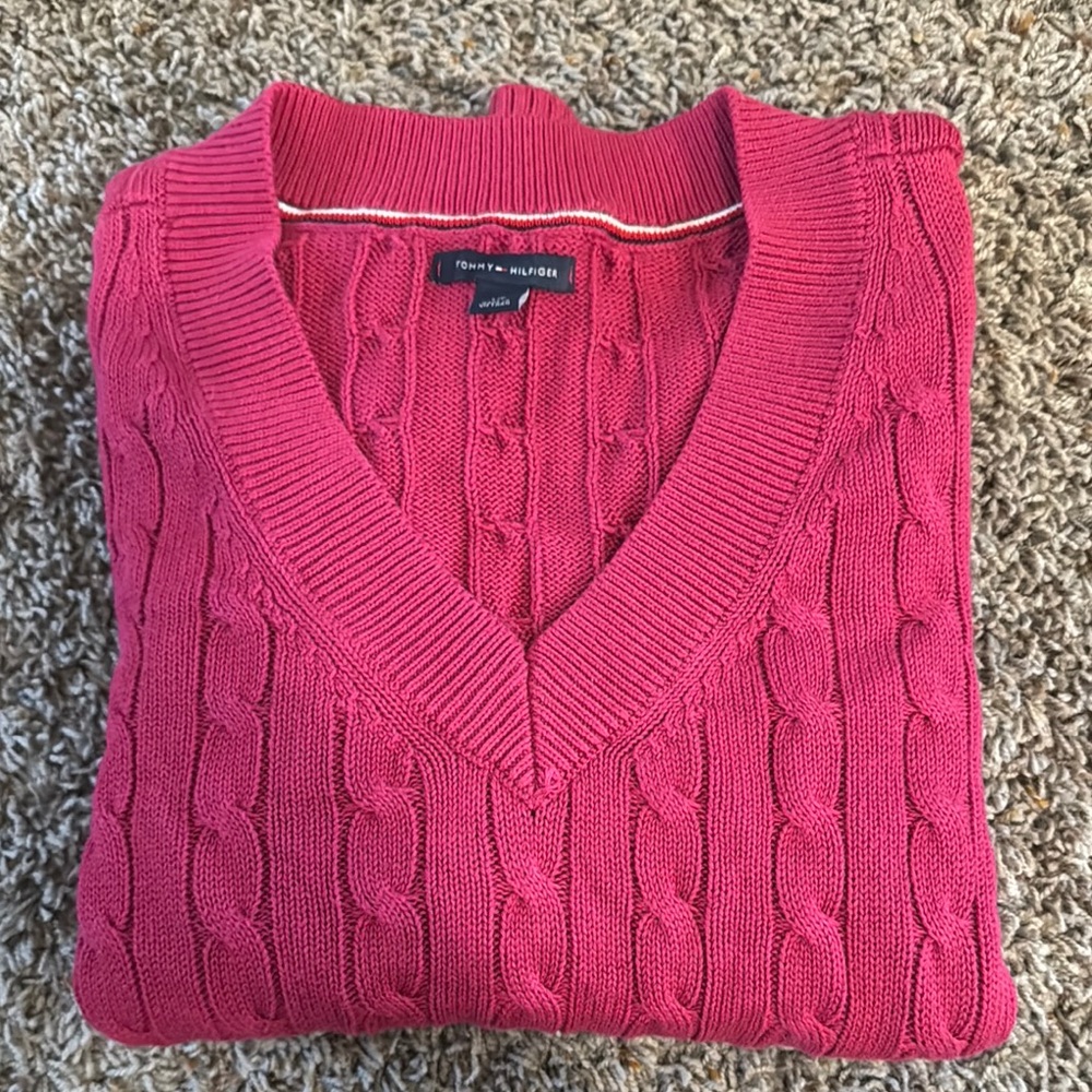 Tommy Hilfiger Women's Pink Cable Knit Sweater